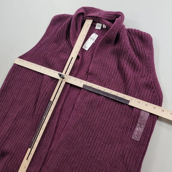Gap Open Front Knit Sweater Womens XL Plum Red Cotton - Picture 8 of 9